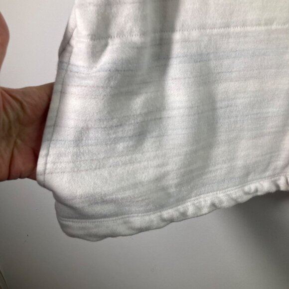 Womens Pure Jill V Neck Hoodie White Gray Striped Inner Brown Blue L Cotton Kang - Picture 6 of 9